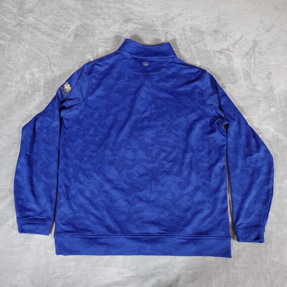Peter Millar Perth Camo 1/4 Zip Pullover Mens M Company Logo Athletic Blue - Picture 8 of 12